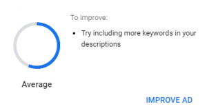 Picture of Google Average Ad Strength Improvement Suggestions