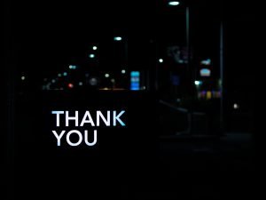 City at Night with the words Thank You