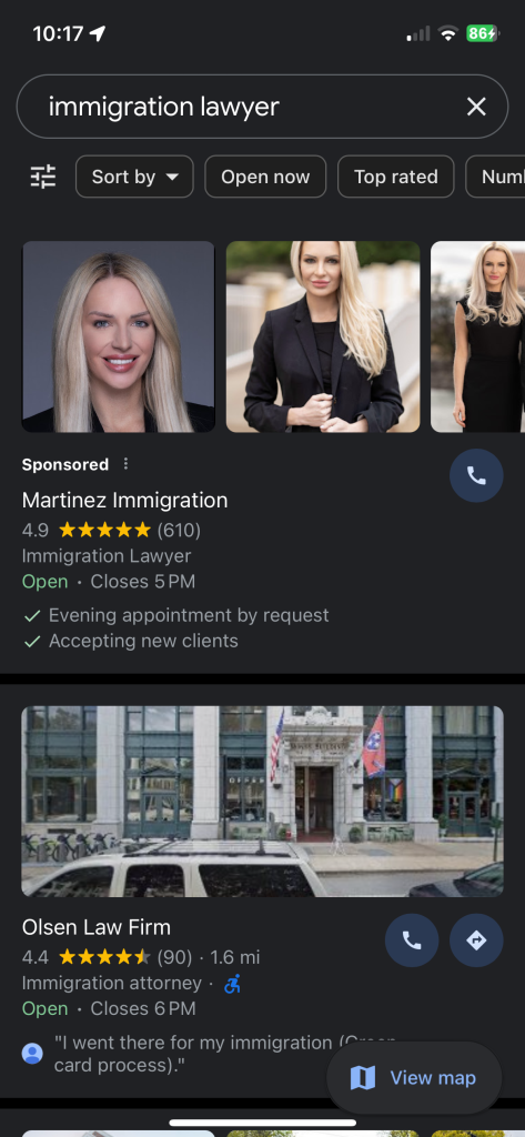 immigration lawyer local service ads